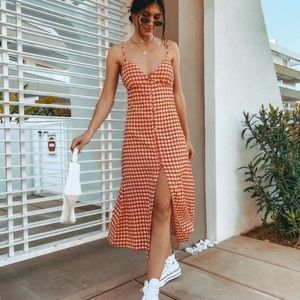 Zara Red and White Gingham Midi Dress